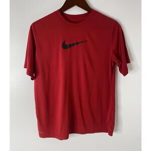 Nike Dri-Fit Shirt Youth Teen XL Red Center Swoosh Short Sleeve Active